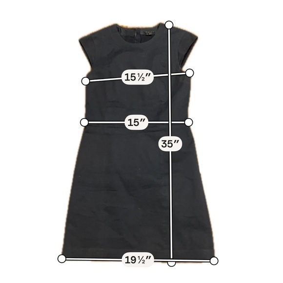 Theory Black Cap Sleeve Sheath Dress Minimalist Career Cocktail Size 6 - Picture 5 of 5
